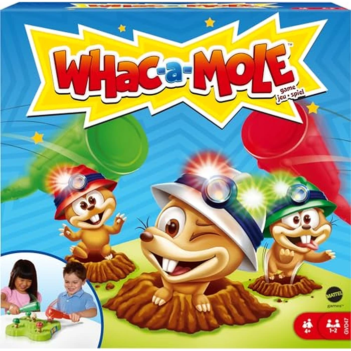 Mattel Games WHAC-A-MOLE Kids Arcade Game with Mallets & Lights & Sounds for 1 or 2 Players 4 Years Old & Up by Mattel Games - Used - Like New condition - US$16.52