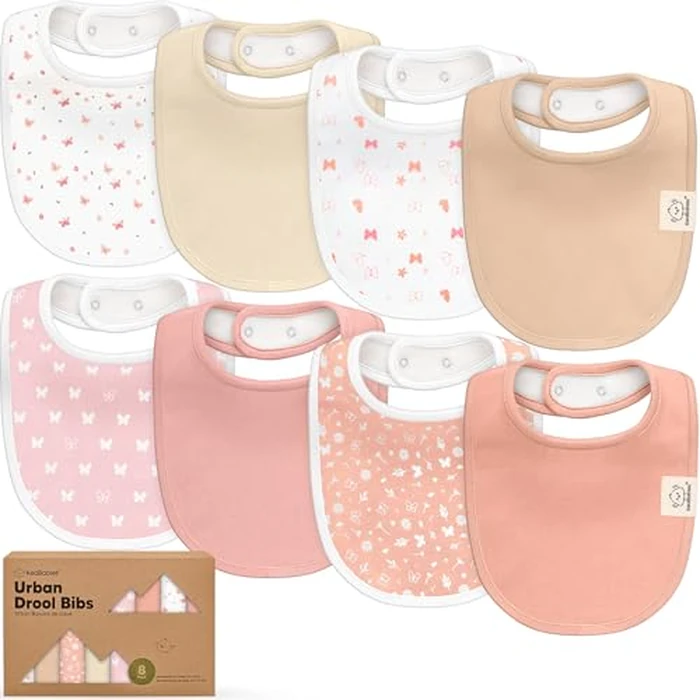 8-Pack Organic Baby Bibs for Boys, Girls - Soft Cotton Drooling and Teething Bibs for Baby Girl & Boy, Extra Absorbent, Easy To Clean & Put On for Toddler, Newborn, Infant 0-24 Months (Butterflies) by KeaBabies - Used - Like New condition
