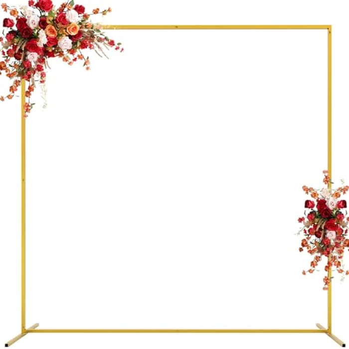 Asee'm 6.6FTx6.6FT Gold Wedding Arch Backdrop Stand Square Metal Rectangular Arch Frame for Ceremony Party Birthday Bridal Baby Shower Anniversary Arbor Balloon Decoration by Asee'm - Used - Very Good condition - US$30.83