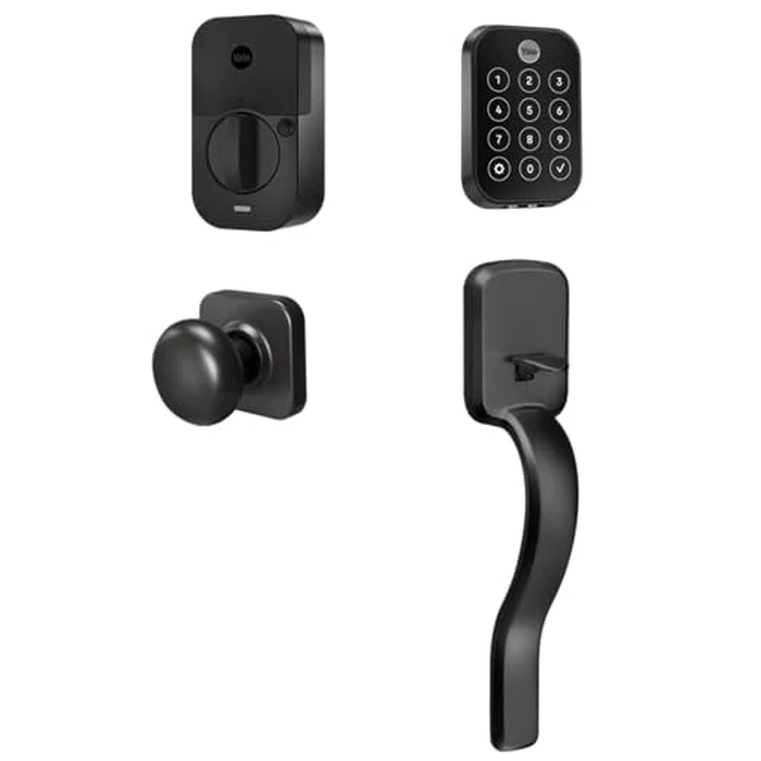 Yale Assure Lock 2 Touch Deadbolt with Ridgefield Handle, Black Suede Smart Keyless Entry Door Lock with Wi-Fi Connected Touch Keypad and Fingerprint Scanner, B-YRD450-F-WF1-RX-BSP by Yale - Used - Acceptable condition - CA$156.28