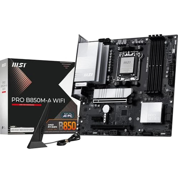 MSI PRO B850M-A WiFi Motherboard, mATX - Supports AMD Ryzen 9000/8000 / 7000 Processors, AM5 - DDR5 Memory Boost (8200+ MT/s OC), PCIe 5.0 x16 & 4.0 x4, M.2 Gen5, Wi-Fi 7, 5G LAN by MSI - Used - Good condition - CA$167.26