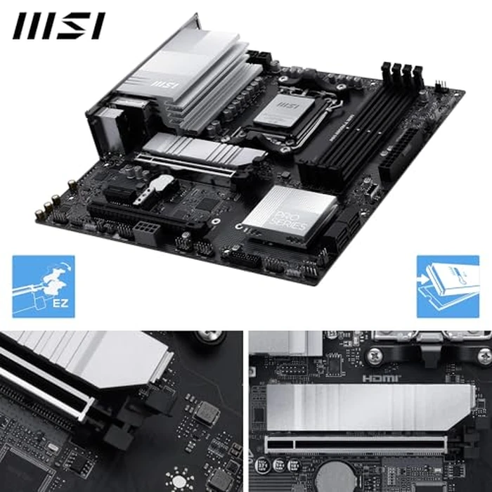MSI PRO B850M-A WiFi Motherboard, mATX - Supports AMD Ryzen 9000/8000 / 7000 Processors, AM5 - DDR5 Memory Boost (8200+ MT/s OC), PCIe 5.0 x16 & 4.0 x4, M.2 Gen5, Wi-Fi 7, 5G LAN by MSI - Image 3