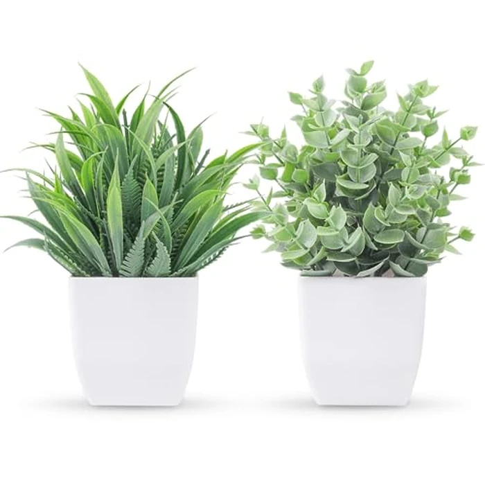 Der Rose 2 Pack Small Fake Plants Mini Artificial Potted Plants for Table Desk Home Laundry Room Bathroom Office Decor by Der Rose - Image 1
