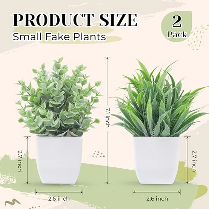 Der Rose 2 Pack Small Fake Plants Mini Artificial Potted Plants for Table Desk Home Laundry Room Bathroom Office Decor by Der Rose - Image 2