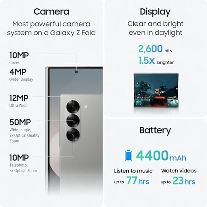 Samsung Galaxy Z Fold 6, 512GB Unlocked Android Smartphone, Circle to Search, Hands-Free Interpreter, AI Photo Edits, Foldable Display for Multitasking, 2024, US 1 Yr Warranty, Nav by Samsung - Image 3