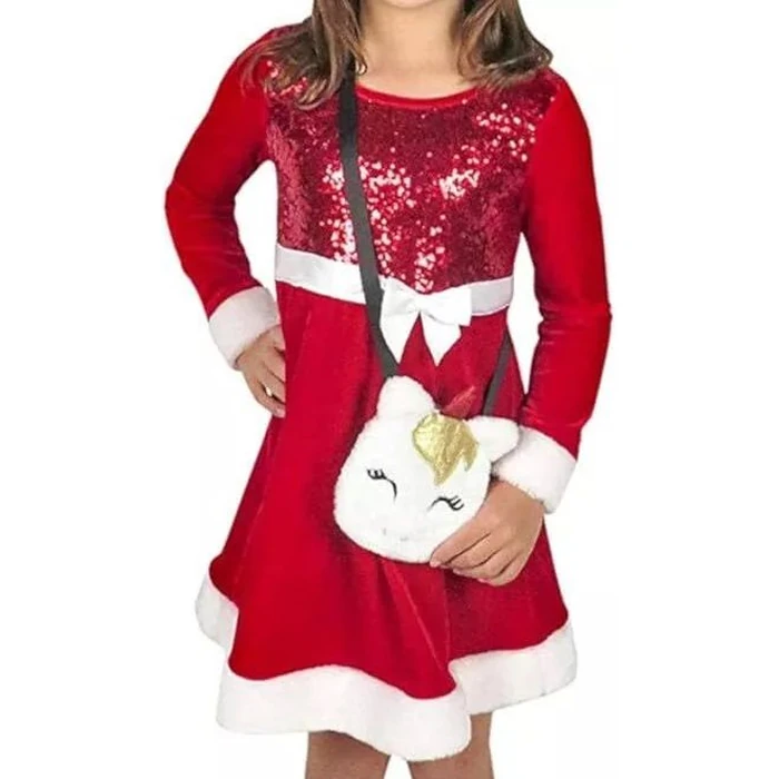 Pink & Violet Holiday Girl's Dress with Unicorn Purse 3T - Red by Pink & Violet - Refurbished - Brand New condition - US$40.98