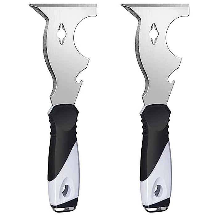 Mister Rui 2 Pack 10 in 1 Putty Knife - Multi Use Painters Tool, Taping Knife, Paint & Metal Scraper with Hammer End, Razor Blade Spackle Tool by Mister Rui - Used - Very Good condition - US$13.59