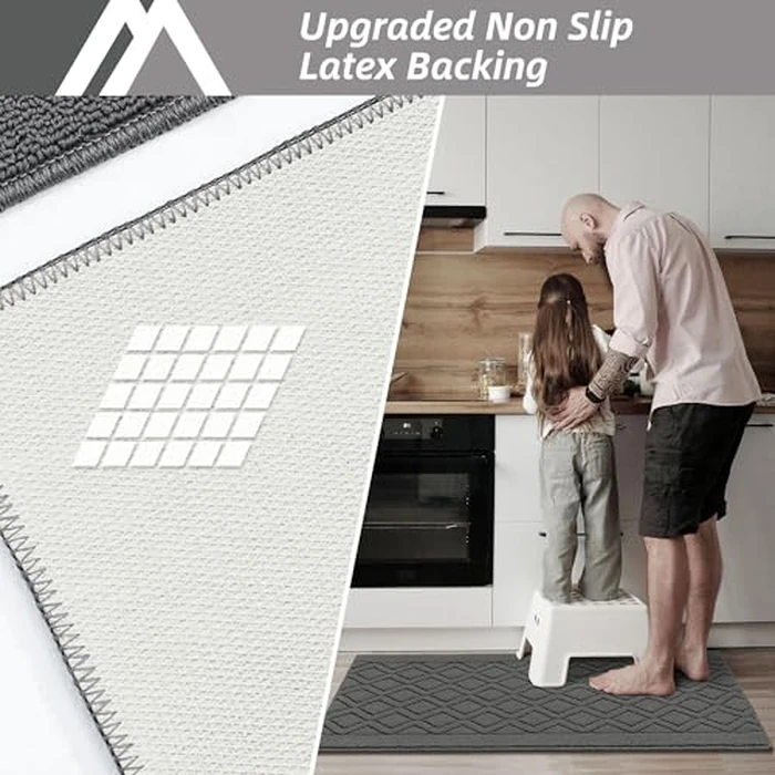 COSY HOMEER 48x20 Inch/30X20 Inch Kitchen Rug Mats Made of 100% Polypropylene 2 Pieces Soft Kitchen Mat Specialized in Anti Slippery and Machine Washable (Grey) by COSY HOMEER - Image 3