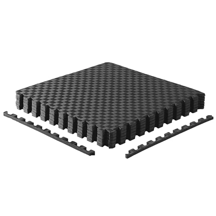 CAP Barbell 1/2-Inch Interlocking EVA Foam Exercise Puzzle Mat Home Gym Flooring - 1 Pack | 24" x 24" x 1/2" | Tatami Pattern - Black by CAP Barbell - Image 1