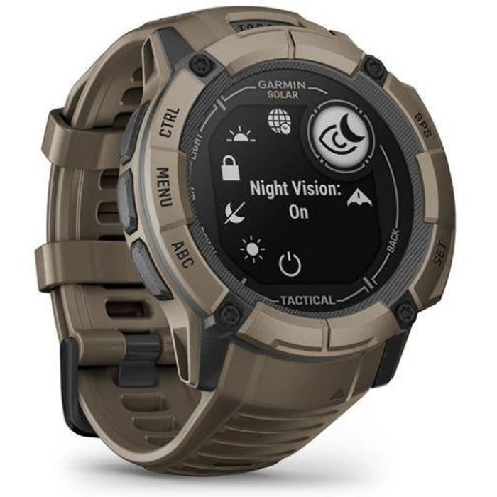 Garmin Instinct 2X Solar Smartwatch - 64MB - 50mm - Coyote Tan-Tactical Fiber-reinforced polymer Case with Coyote Tan Silicone Silicone Band by Garmin - Image 3