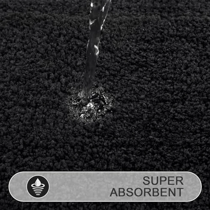 SHACOS Black Bathroom Rugs Set of 2 Pieces with U Shaped Toilet Rug Soft Absorbent Bath Mats Non Slip Washable Bathroom Mats 20"x24"+20"x32" by SHACOS - Image 5