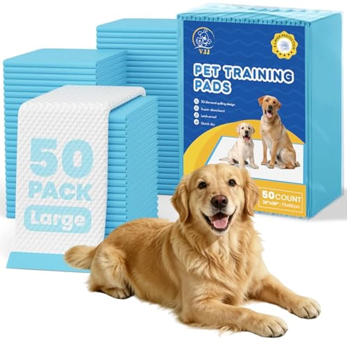 Extra Large Puppy Pads 50 Count | 30x26 Inch XL Potty Pads for Dogs | Super Absorbent Disposable Dog Pads Heavy Duty | Piddle Pads for Pet Training by vjj - Used - Like New condition - US$19.81