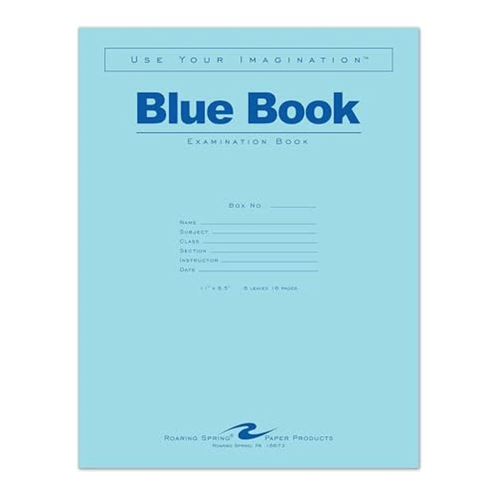 Roaring Spring Blue Exam Book, 11 x 8.5 Inches, 8 Sheets, Full Case with 50 Booklets (77517) by ROARING SPRING - Used - Like New condition