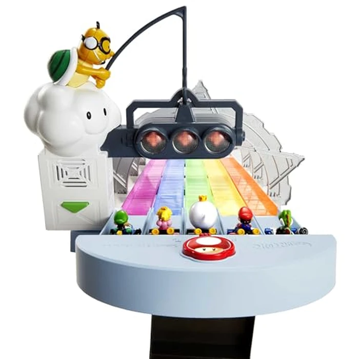 Hot Wheels Mario Kart Rainbow Road Raceway 8-Foot Track Set with Lights & Sounds & 2 1:64 Scale Vehicles, Race with 5-Track Colorful Course with 2 Configurations, Toy for Kids Ages 4 Years Old & Up by Hot Wheels - Image 4