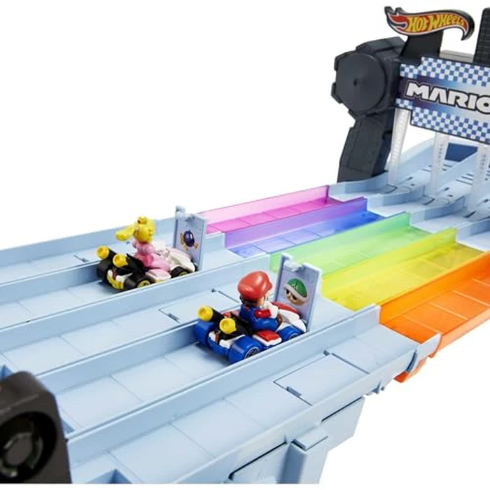 Hot Wheels Mario Kart Rainbow Road Raceway 8-Foot Track Set with Lights & Sounds & 2 1:64 Scale Vehicles, Race with 5-Track Colorful Course with 2 Configurations, Toy for Kids Ages 4 Years Old & Up by Hot Wheels - Image 5