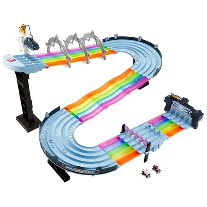 Hot Wheels Mario Kart Rainbow Road Raceway 8-Foot Track Set with Lights & Sounds & 2 1:64 Scale Vehicles, Race with 5-Track Colorful Course with 2 Configurations, Toy for Kids Ages 4 Years Old & Up by Hot Wheels - Image 6