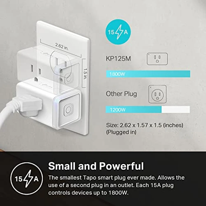 Kasa Matter Smart Plug w/ Energy Monitoring, Compact Design, 15A/1800W Max, Super Easy Setup, Works with Apple Home, Alexa & Google Home, UL Certified, 2.4G Wi-Fi Only, White, KP125M (2-Pack) by Kasa Smart - Image 2