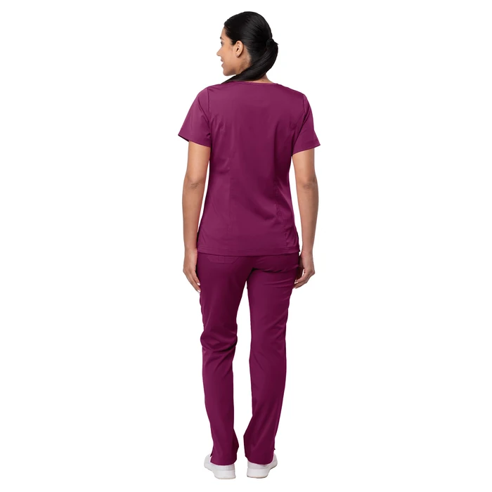 Adar Pro Breakthrough Plus Scrub Set For Women - Enhanced V-Neck Top & Multi Pocket Pants - 4400 - Wine - XS by Adar Uniforms - Image 2