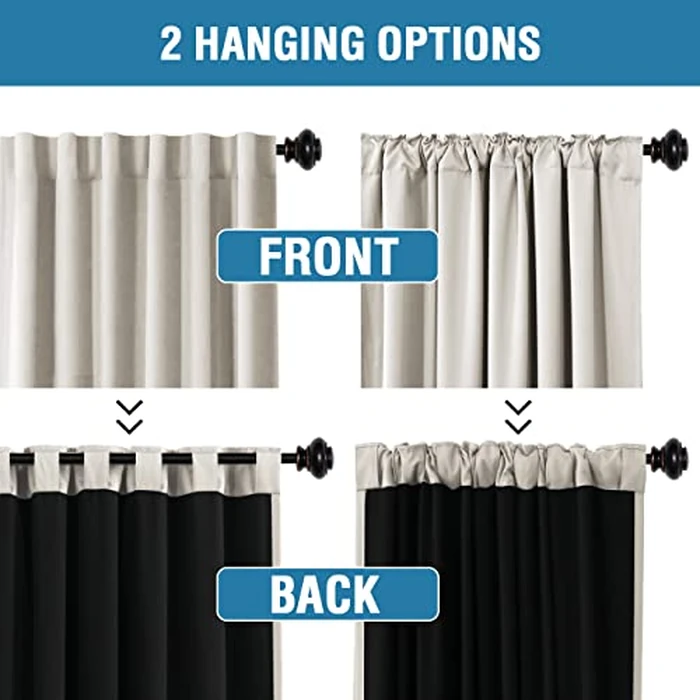 100% Blackout Curtains for Bedroom with Black Liner Full Room Darkening Curtains 96 Inches Long Thermal Insulated Back Tab/Rod Pocket Window Treatment Drapes for Living Room, Stone, 2 Panels by H.VERSAILTEX - Image 5