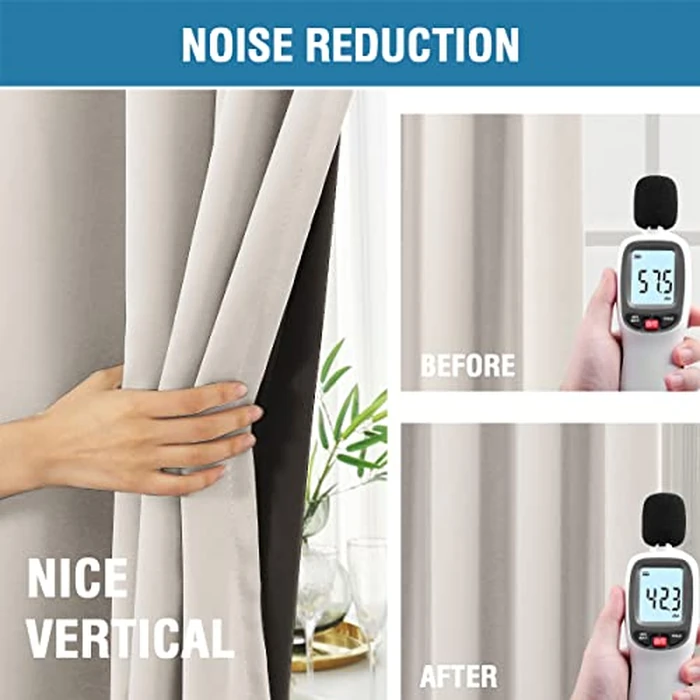 100% Blackout Curtains for Bedroom with Black Liner Full Room Darkening Curtains 96 Inches Long Thermal Insulated Back Tab/Rod Pocket Window Treatment Drapes for Living Room, Stone, 2 Panels by H.VERSAILTEX - Image 6