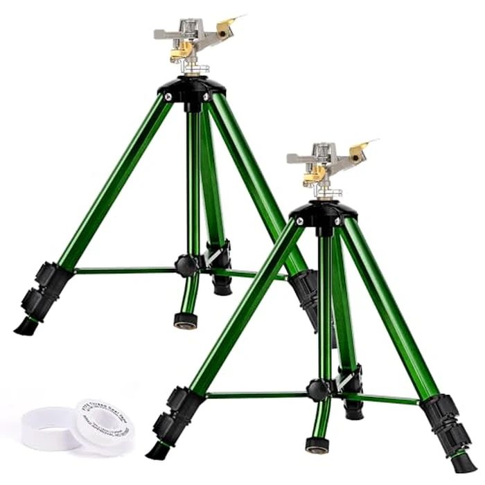 Keten Impact Sprinkler on Tripod Base, 2 Pack Lawn Sprinklers for Yard with 360 Degree Large Area Coverage, Extra Tall Heavy Duty Water Sprinkler for Lawn/Yard/Garden by Keten - Used - Like New condition