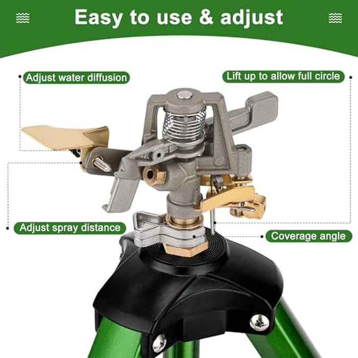 Keten Impact Sprinkler on Tripod Base, 2 Pack Lawn Sprinklers for Yard with 360 Degree Large Area Coverage, Extra Tall Heavy Duty Water Sprinkler for Lawn/Yard/Garden by Keten - Image 6