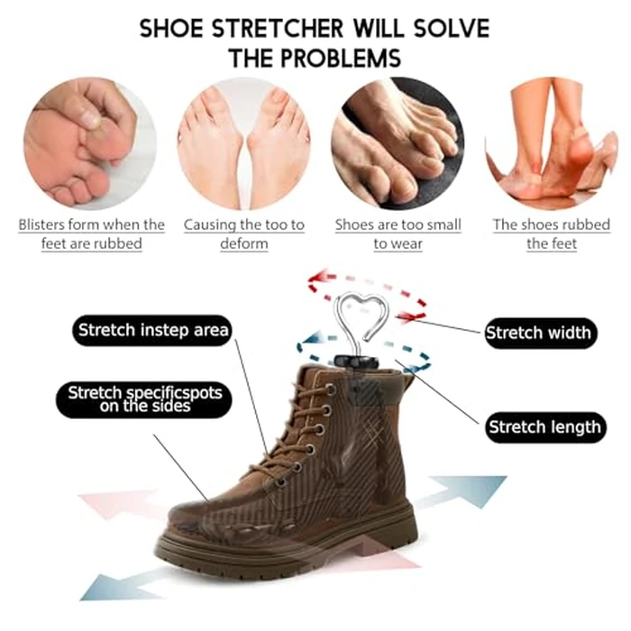 JJDPARTS Shoe Stretcher Women, 1 Pcs Boot Stretcher for Cowboy Boots, Adjustable Boot Wide Feet, Shoe Tree Shape Adjustable Unisex Boot Stretcher for Women Men（S For Wm's 8-10, Men's 7-9 （Black 1pcs） by JJDPARTS - Image 3