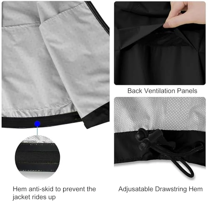 baleaf Men's Rain Jacket Waterproof Windbreaker Running Cycling Golf Hiking Gear Hood Lightweight Reflective Packable Black L by baleaf - Used - Like New condition - US$50.39