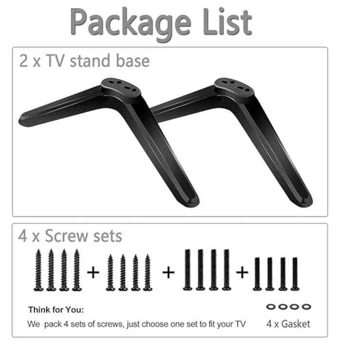 JIAYUYUARPY TV Base Stand, TV Legs for TCL Roku TV Stand Legs, ABS TV Legs with Screws and Instruction, TV Stand Legs Replacement for Most Smart TV(Black) by JIAYUYUARPY - Image 3