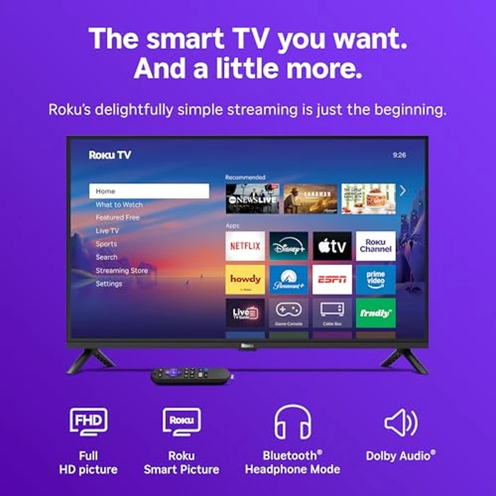 Roku Smart TV 2026 - 32-Inch Select Series, 1080p Full HD TV - Roku TV with Voice Remote - Flat Screen LED Television with Wi-Fi for Streaming Live Local News Sports & Movies, Bluetooth Headphone Mode by Roku - Image 3