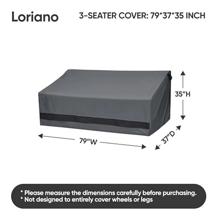 loriano 3-Seater Patio Furniture Covers,100% Waterproof for Loveseat Couch Outdoor Sofa, Heavy Duty 600D Oxford Fabric, Premium PVC Coating for Sun Fade Resistance, 79" W x 37" D x 35" H by loriano - Image 2