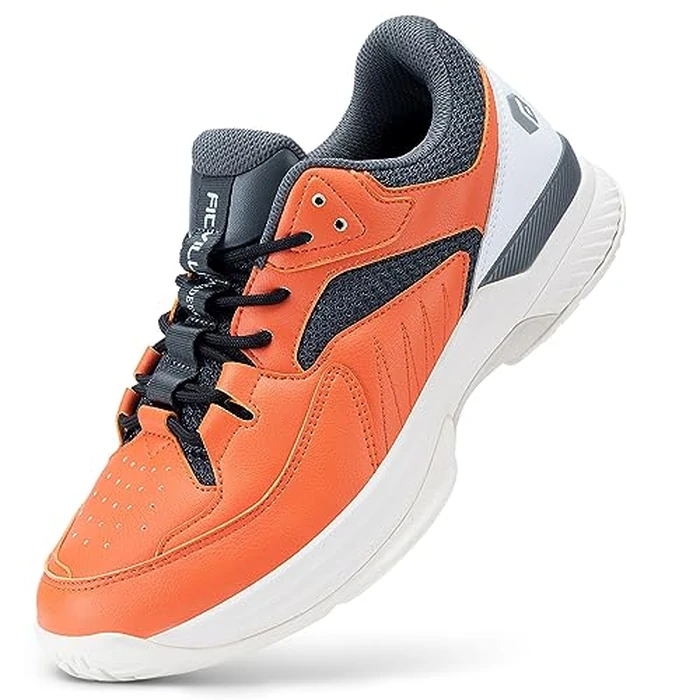 FitVille Men's Tennis Shoes Wide Width All Court Shoes Gym Athletic Sneakers for Pickleball Badminton with Arch Support for Plantar Fasciitis (8.5 Wide, Orange) by FitVille - Image 1