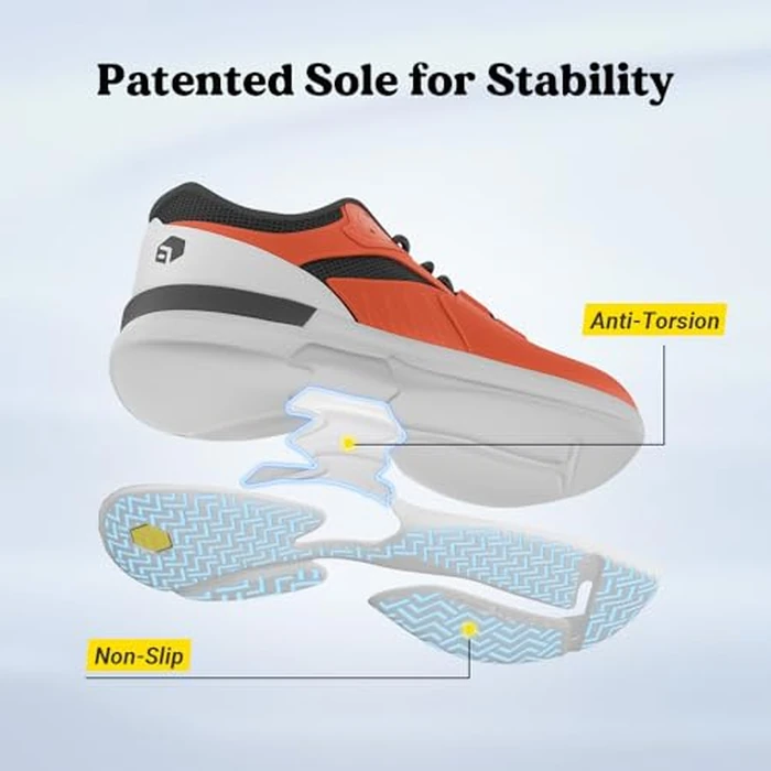FitVille Men's Tennis Shoes Wide Width All Court Shoes Gym Athletic Sneakers for Pickleball Badminton with Arch Support for Plantar Fasciitis (8.5 Wide, Orange) by FitVille - Image 5