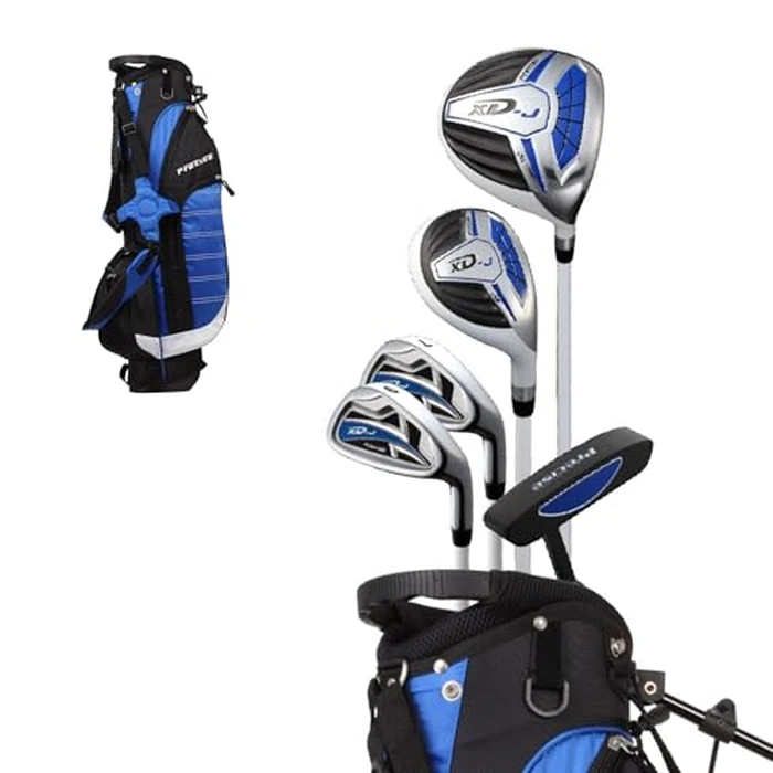 Precise XD-J Kids Golf Clubs Set - Boys’ & Girls’ Junior Golf Set with Lightweight Graphite Shafts, Hybrid, Putter & Stand Bag - Blue Ages 9-12 - Right-Handed by PRECISE - Used - Like New condition