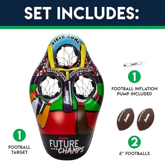 Franklin Sports Kids Football Target Toss Game with 3 Target Holes - 2 7.25" Footballs Included with Pump - 45" Tall by Franklin Sports - Image 2