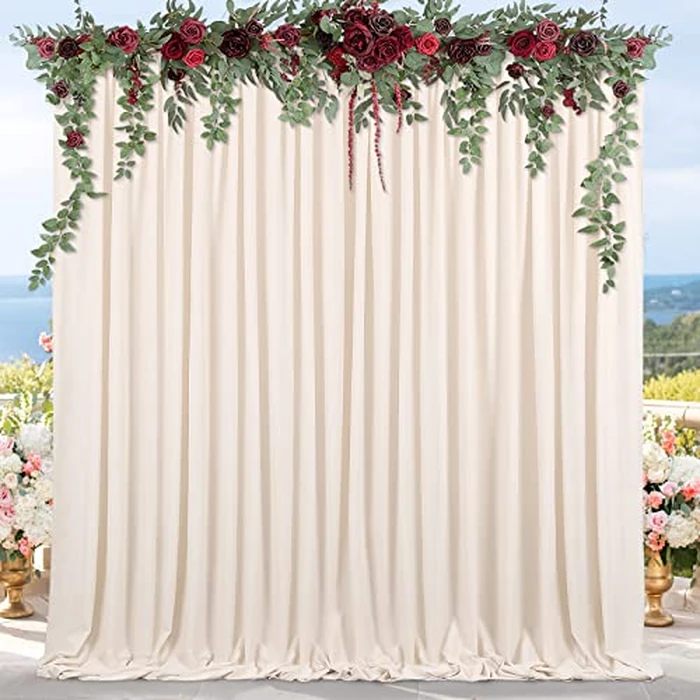 Wrinkle Free Ivory Backdrop Curtains 2 Panels 5ftx8ft Polyester Wedding Backdrop Drapes for Arch Party Stage Ceremony Photography Fall Decor by B-COOL - Image 2