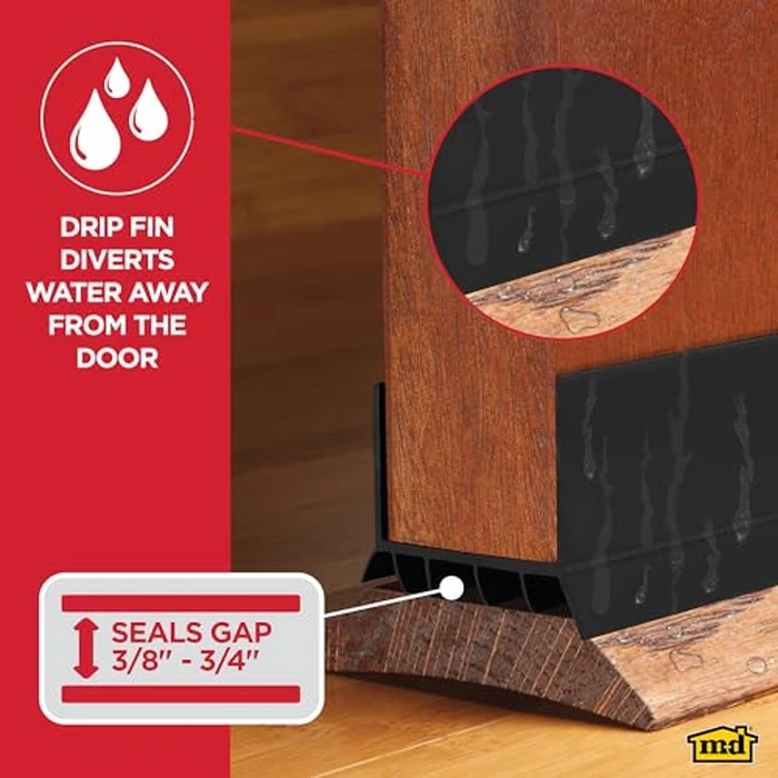 M-D Building Products Vinyl Cinch U-Shape Door Bottom Seal, Slide-On Weatherstripping Draft Stopper, Easy to Install, Fits 36” x 1-3/4” Doors, Fills 3/8”- 3/4” Gaps, 43339, Black by M-D Building Products - Image 3