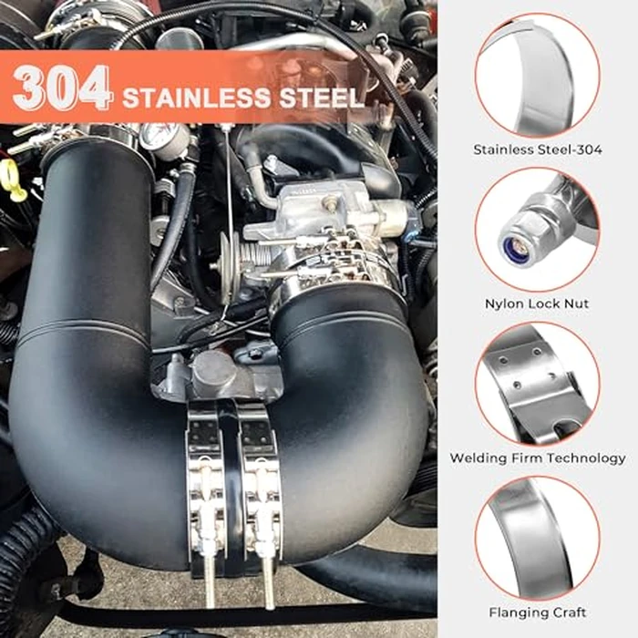 WYSIWYKA 2 Pack 3.5" T-Bolt Hose Clamps, 304 Stainless Steel Turbo Intake Clamp, Working Range 3.74"-4.06"(95-103mm) for 3.5" I.D. Hose with 5mm Wall Thickness.(Measure your hose O.D. before buying) by WYSIWYKA - Image 4