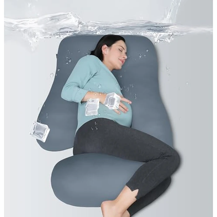 MOON PARK Pregnancy Pillows for Sleeping - U Shaped Full Body Maternity Pillow with Removable Cover - Support for Back, Legs, Belly, Hips - 57 Inch - Grey - Cooling Cover by MOON PARK - Used - Like New condition - US$37.59