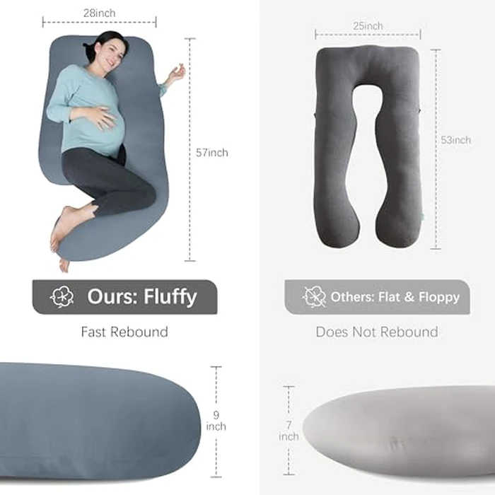 MOON PARK Pregnancy Pillows for Sleeping - U Shaped Full Body Maternity Pillow with Removable Cover - Support for Back, Legs, Belly, Hips - 57 Inch - Grey - Cooling Cover by MOON PARK - Image 7