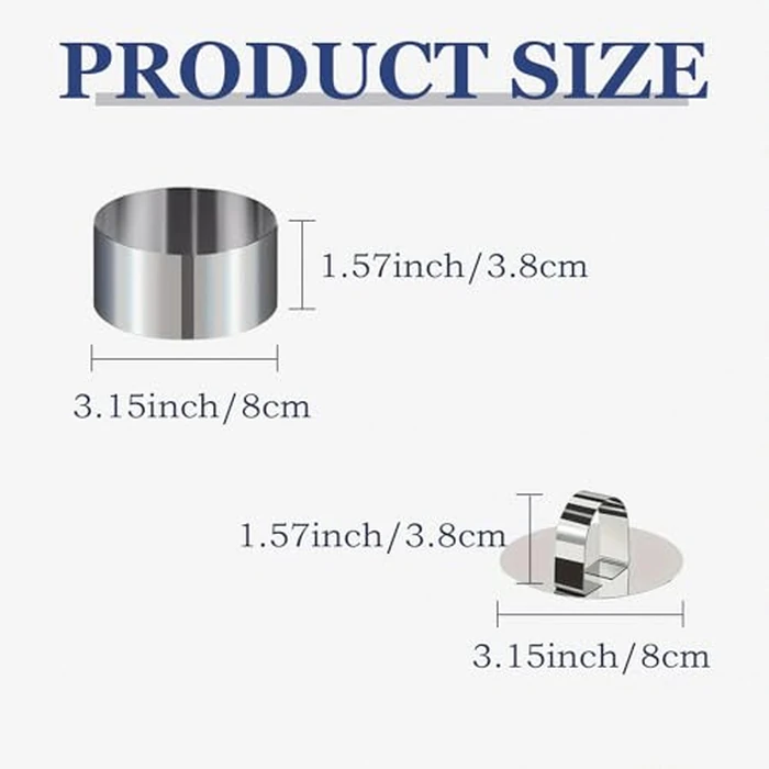 Voittozege 10Pcs Stainless Steel Cake Rings Set, Small Round Cake Mold Rings with Pusher, 3.15in Diameter Round Cake Mousse Mold for Home and Kitchenware, Food Pastry Biscuit Making by Voittozege - Image 2