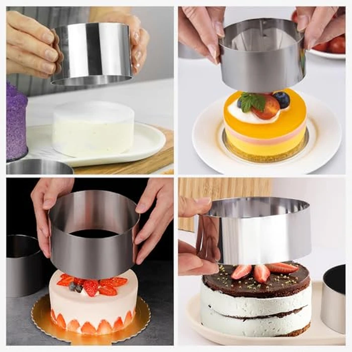 Voittozege 10Pcs Stainless Steel Cake Rings Set, Small Round Cake Mold Rings with Pusher, 3.15in Diameter Round Cake Mousse Mold for Home and Kitchenware, Food Pastry Biscuit Making by Voittozege - Image 7