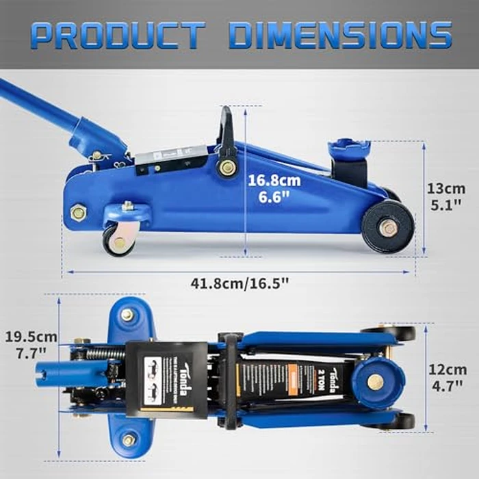 Tonda Floor Jack, Hydraulic Portable Car Jack, 2 Ton (3,800 lb) Capacity, Blue by TONDA - Image 2