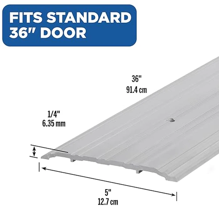 M-D Building Products 68387 Aluminum Commercial Flat-Profile Threshold: Durable and Sleek Entryway Access Solution Draft Protection (5 in. x 1/4 in. x 36 in.) (Silver) by M-D Building Products - Image 2