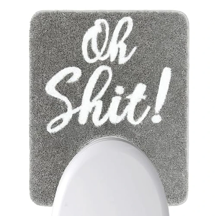 Homantic Fun Toilet Rug U Shaped Toilet Mat for Bathroom Floor 24x20 Non Slip Washable Gray Rugs Water Absorbent Funny Bathroom Decor Sign by Homantic - Used - Very Good condition - US$11.09
