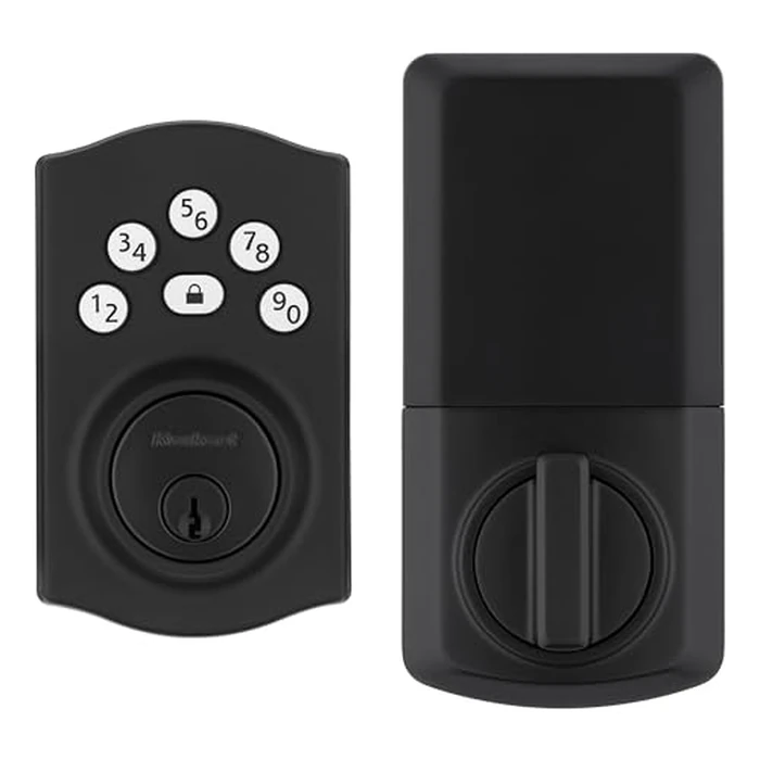 Kwikset Powerbolt 240 5-Button Keypad Matte Black Traditional Electronic Deadbolt Door Lock, Featuring Convenient Keyless Entry, Customizable User Codes and Auto-Locking by Kwikset - Image 1