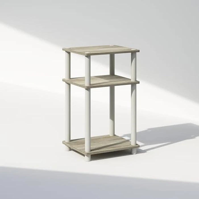 Furinno Just 3-Tier Turn-N-Tube Open Storage Nightstand, 1-Pack, Plastic Poles, Sonoma Oak/White by Furinno - Image 5