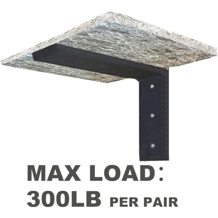 WINKER Countertop Support Bracket 6 Pack Heavy Duty 3/8" Thick Hidden L Shelf Bracket 20" x 8" x 2.5" Metal Corbels for Quartz/Granite/Wood/Concrete/Laminate Countertops, Black (6 Hole) by WINKER - Image 3