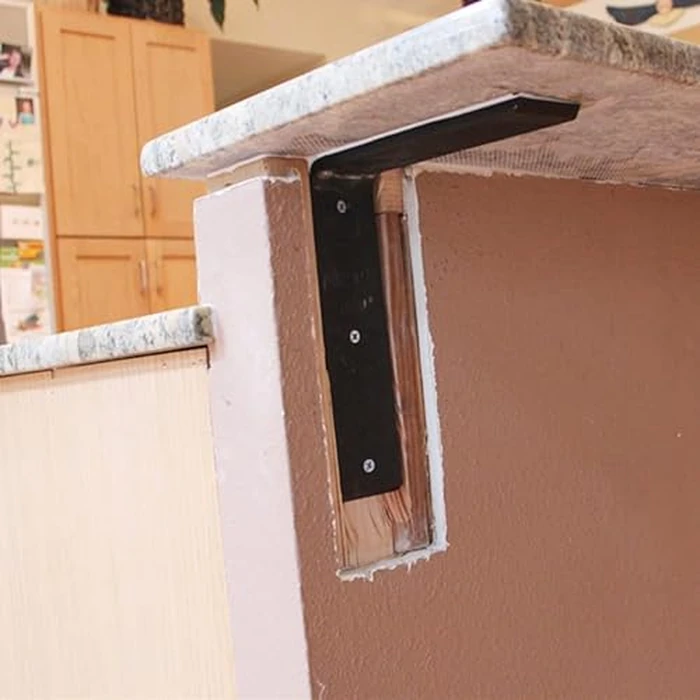 WINKER Countertop Support Bracket 6 Pack Heavy Duty 3/8" Thick Hidden L Shelf Bracket 20" x 8" x 2.5" Metal Corbels for Quartz/Granite/Wood/Concrete/Laminate Countertops, Black (6 Hole) by WINKER - Image 6