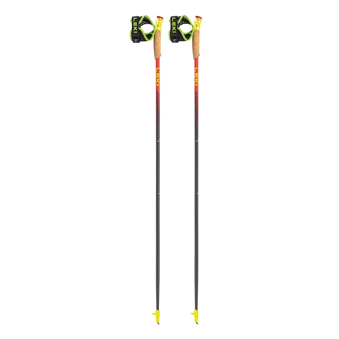 LEKI Vertical K Carbon Lightweight Trekking Poles for Hiking & Trail Running - Red-Yellow-Carbon - 135 cm by LEKI - Used - Very Good condition